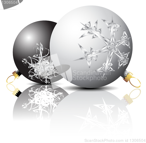Image of Black and white Christmas bulbs 