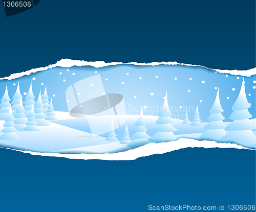 Image of Christmas card with snowy landscape