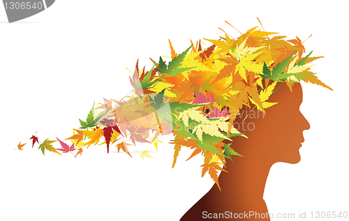 Image of Autumn floral girl silhouette