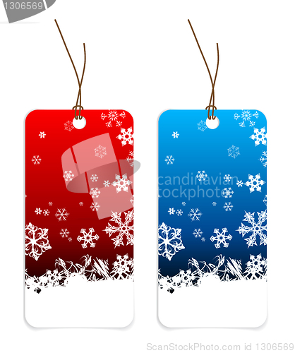 Image of Christmas tags with snowflakes 