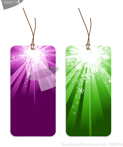 Image of Christmas tags with snowflakes 