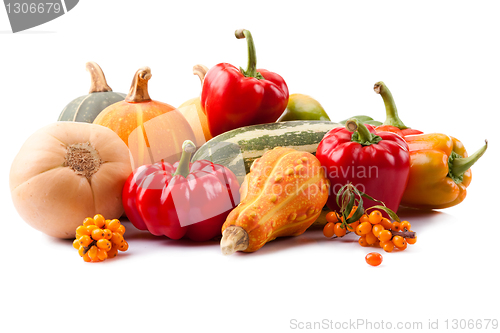 Image of Autumn harvest on white background 