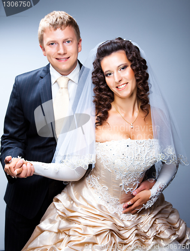 Image of Just married groom and bride