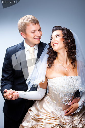 Image of Just married groom and bride