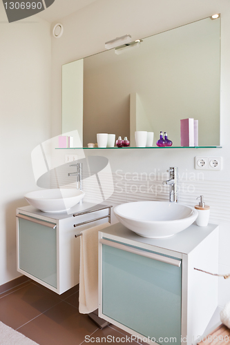 Image of beautiful interior of a modern bathroom