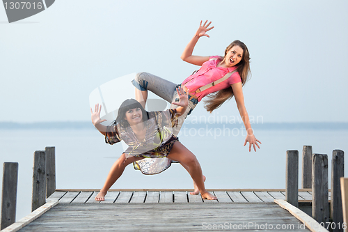 Image of two girl  are dancing