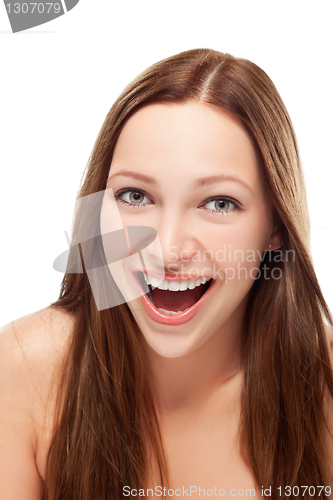 Image of young woman close up studio portrait