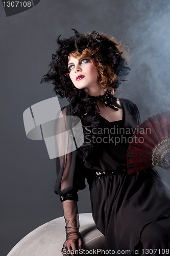 Image of Beauty woman in old fashioned dress