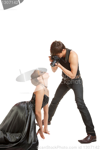 Image of Young adult female model and photographer.