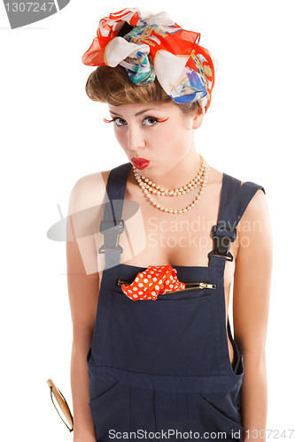 Image of pin up girl, bonde  housewife