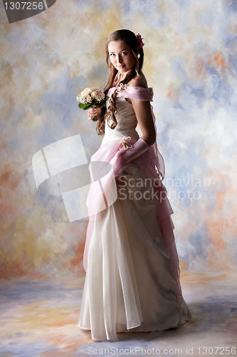 Image of Beautiful woman dressed as a bride