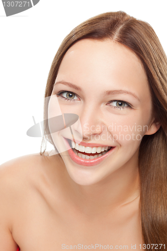 Image of young woman close up studio portrait