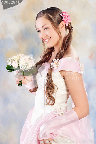 Image of Beautiful woman dressed as a bride