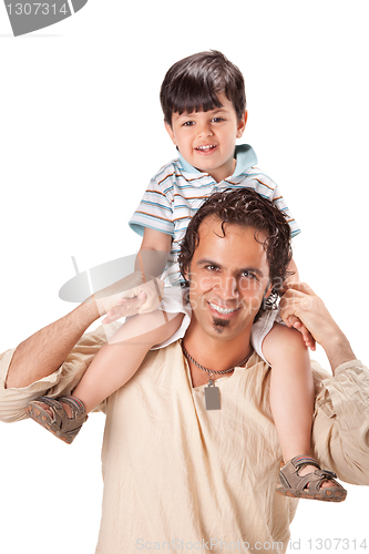 Image of Father and little son studio portrait