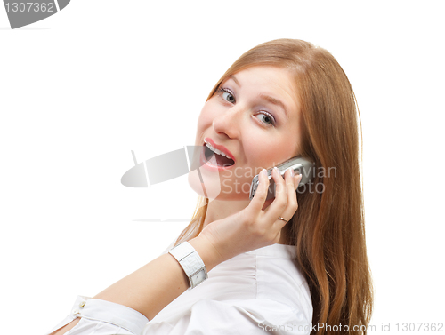 Image of business woman using mobile phone