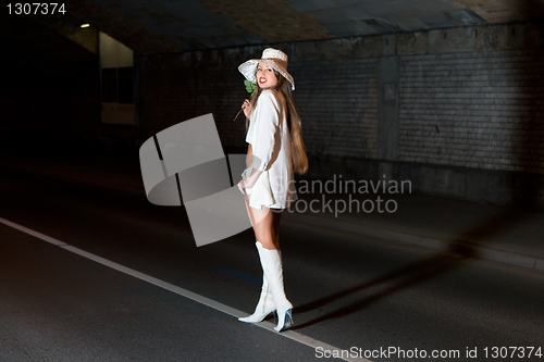 Image of fashion shot of a young woman