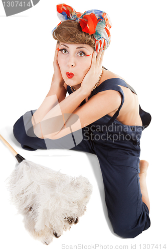 Image of pin up girl, bonde  housewife