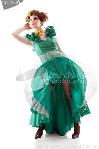 Image of Beauty woman in old fashioned dress