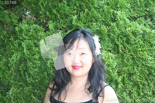 Image of Woman against green background