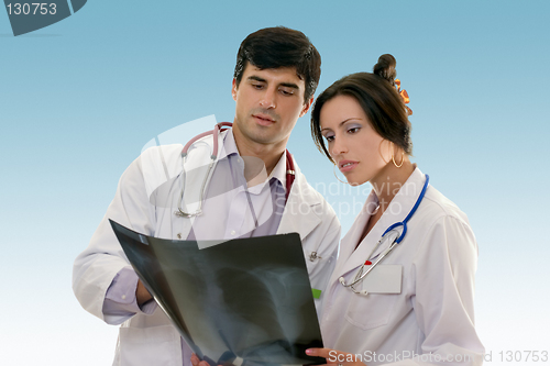 Image of Two doctors conferring over x-ray results