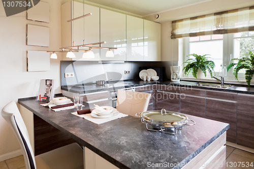 Image of Interior of modern house kitchen