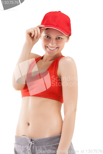 Image of beautiful girl in baseball cap