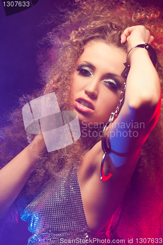 Image of Beautiful woman with huge afro haircut