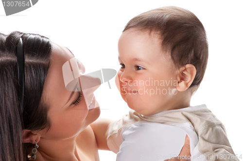 Image of picture of happy mother with baby