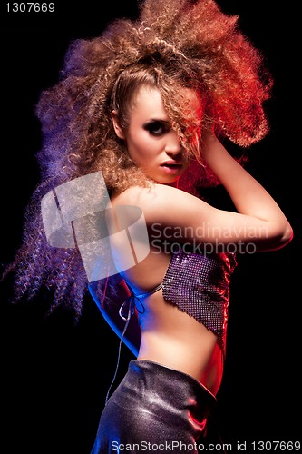 Image of Beautiful woman with huge afro haircut