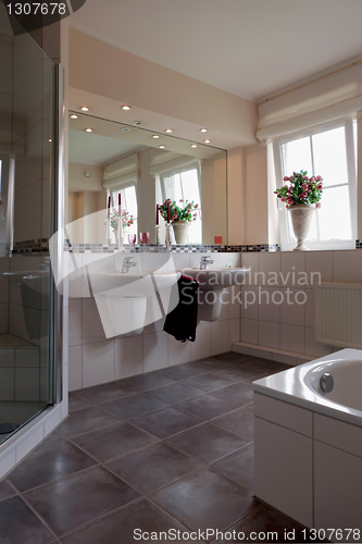 Image of beautiful interior of a modern bathroom