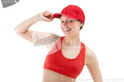 Image of beautiful girl in baseball cap