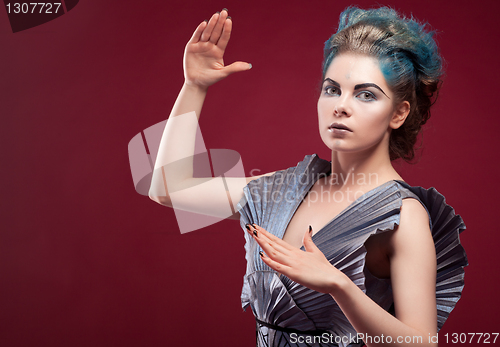 Image of beauty alien woman in futuristic dress