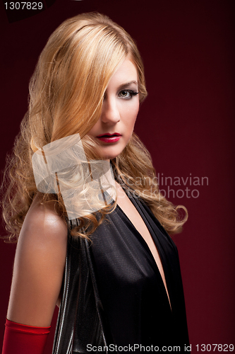 Image of Perfect blonde in a black dress