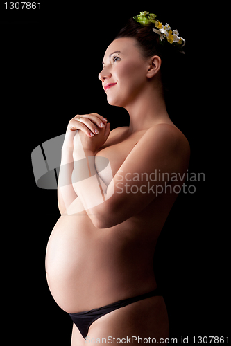 Image of Beautiful adult pregnant woman