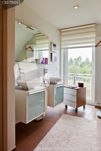 Image of beautiful interior of a modern bathroom