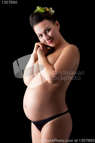 Image of Beautiful adult pregnant woman