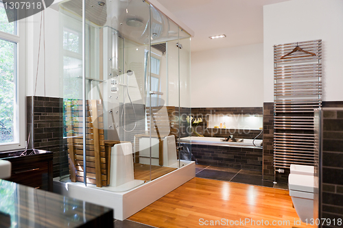 Image of beautiful interior of a modern bathroom