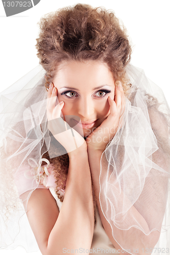 Image of Beautiful woman dressed as a bride