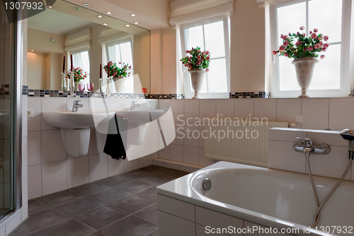 Image of beautiful interior of a modern bathroom