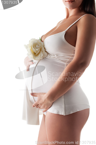 Image of Beautiful adult pregnant woman