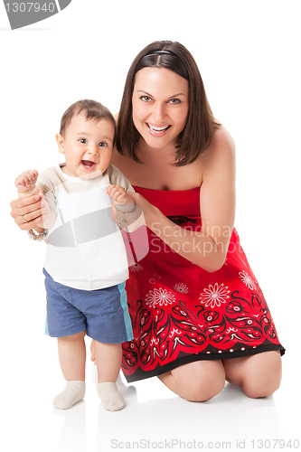 Image of picture of happy mother with baby