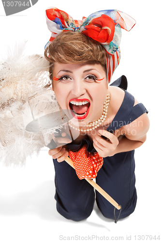 Image of pin up girl, bonde  housewife