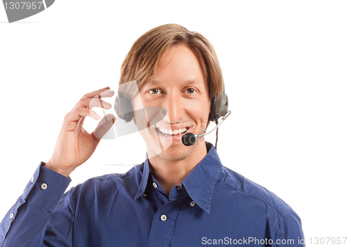 Image of businessman working in a call center