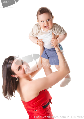 Image of picture of happy mother with baby