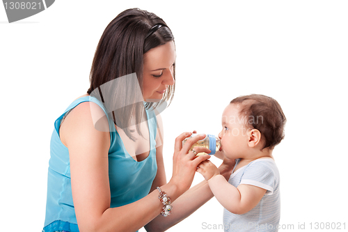 Image of picture of happy mother with baby