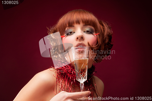 Image of Beautiful girl in red dress