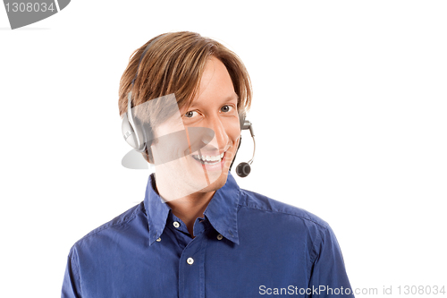 Image of businessman working in a call center