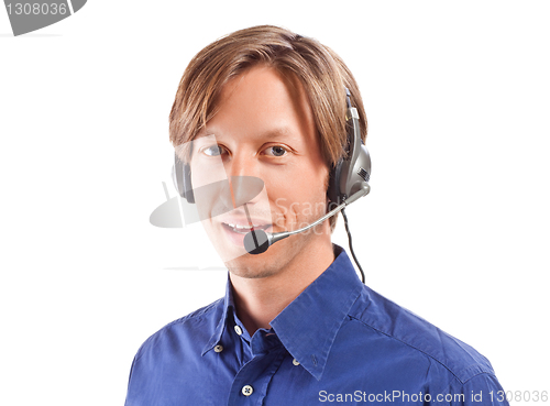 Image of businessman working in a call center