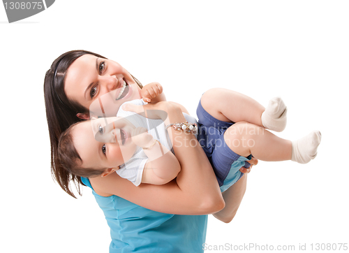 Image of picture of happy mother with baby