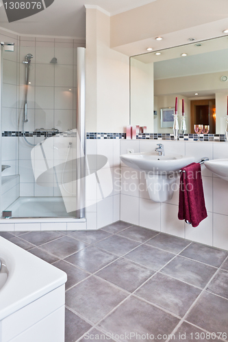 Image of beautiful interior of a modern bathroom